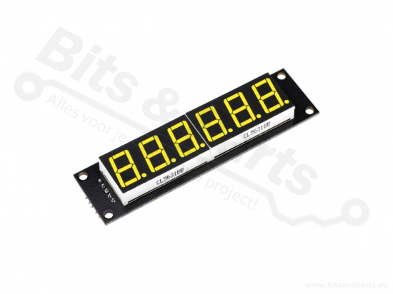Cijferdisplay 6-digit 7-segments 74HC595 geel 