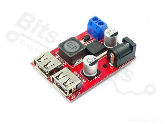 Buck converter Step Down5V Uin:6-40V Uout:5V 3A with 2 USB connectors