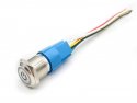Push button (on/off) metal IP65 waterproof round 16mm yellow with power sym