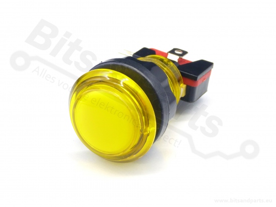 Drukknop Arcade/Joystick transparant geel met verlichting 24,2mm