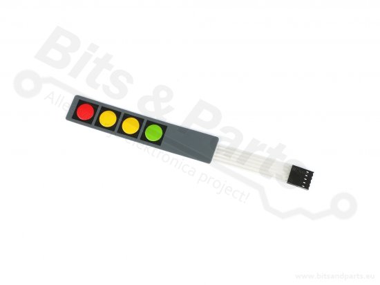 Membraan keypad 1x4 rood/geel/geel/groen voor oa. Arduino