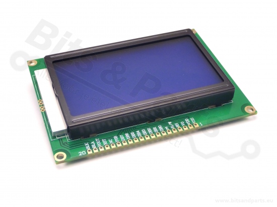 Display LCD ST7920- 128x64 pixels wit op blauw