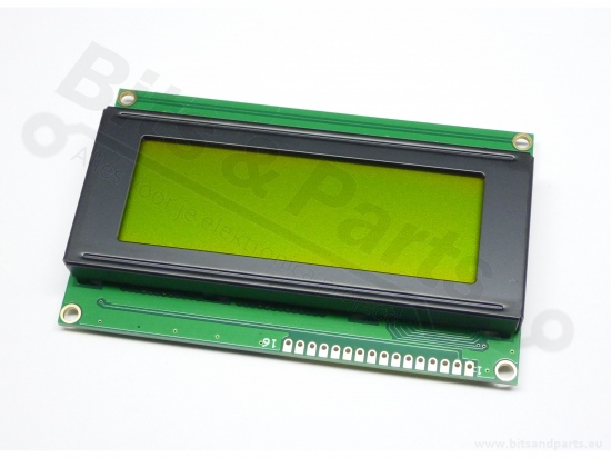 Display LCD HD44780 - 20x4 zwart op geel-groen met I2C interface