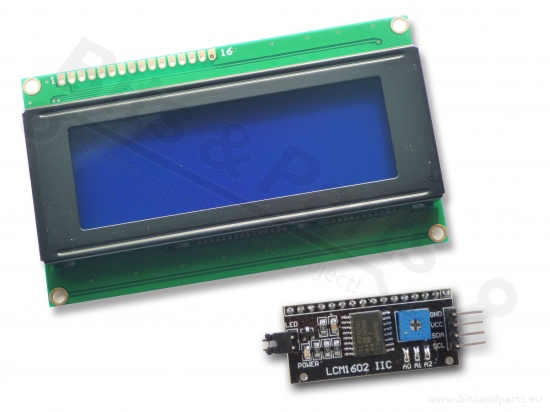 Display LCD HD44780 - 20x4 wit op blauw met I2C interface