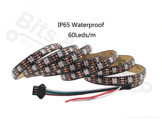 LED Strip RGB WS2812 5V - IP65 - 60 LEDs/m - 5 meter  zwart 