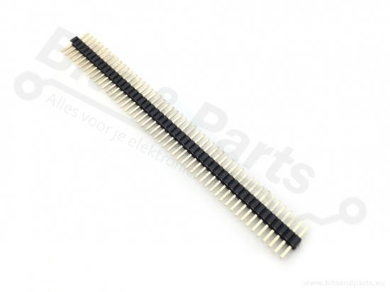 Headerpins male 40 pins metaal recht zwart 1,27mm (mini)