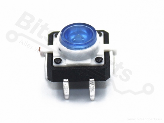 Microswitch drukknop (maakcontact) 12x12mm met LED blauw