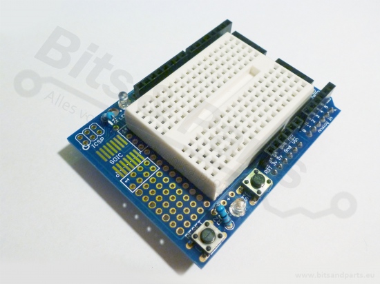 Prototype shield met mini breadboard voor Arduino 