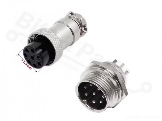 Signaalconnector Aviation GX16  8 pins male/female