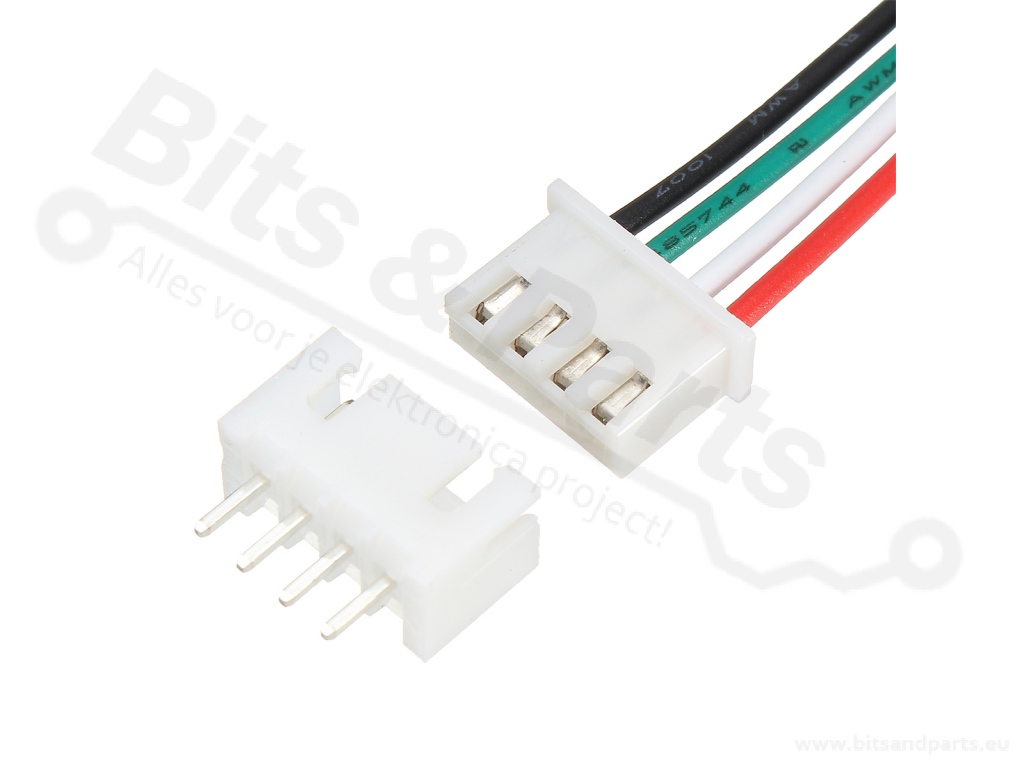 Signaalconnector JST XH 2.54mm 4-polig met draad en socket 15cm