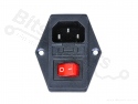 Chassisdeel/Socket C14 male met schakelaar en zekering 