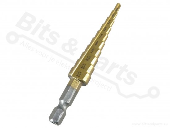Stappenboor / trapboor HSS met zeskantige schacht 3-12mm