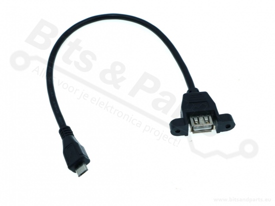 USB Chassisdeel met kabel USB A Female naar USB Micro Male
