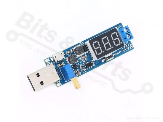 Buckconverter Step Up/Down DC-DC USB Uin:3,5V-12V Uout:1,2V-24V