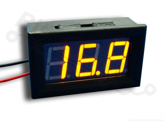 Digitale voltmeter met display geel 4,5-30,0V