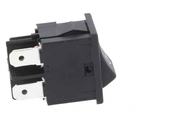 Switch rocker snap-in on/off rectangular black (0/1) DPST 16A/250V ...