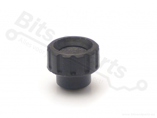 Knop gekarteld zwart 16x13mm met M3 schroefdraad