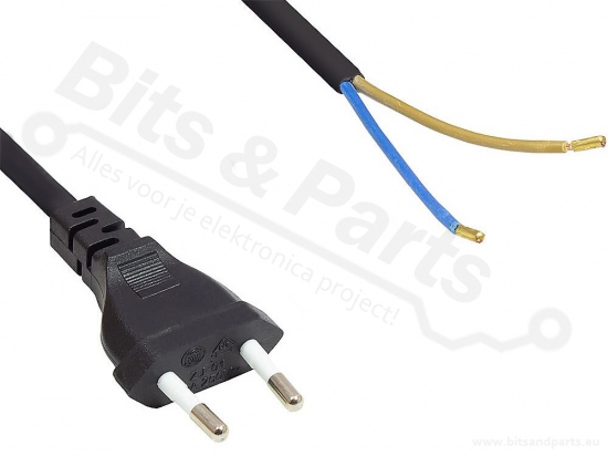 Netsnoer 230V met eurostekker 1,5m zwart