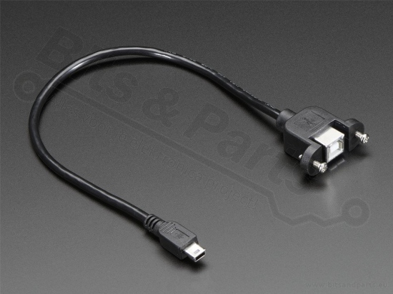 Panel Mount USB Cable - B Female to Mini-B Male - Adafruit 936