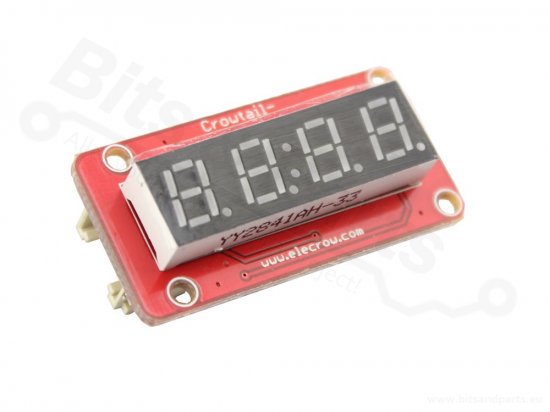 Cijferdisplay 4-digits 7-segments TM1650 clock rood - Crowtail - Elecrow