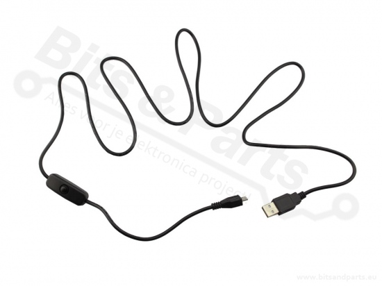 USB Voedingskabeltje met aan/uit schakelaar USB A - B Micro